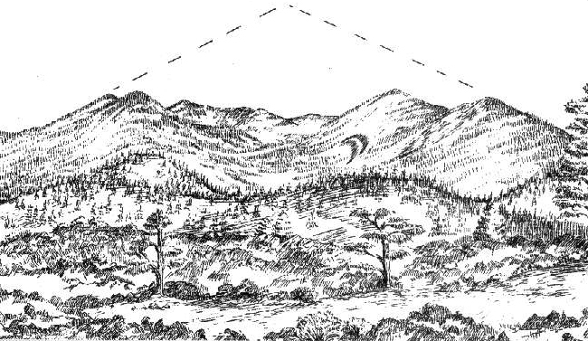 Estimated extent of the San Francisco Peaks stratovolano 500,000 years ago