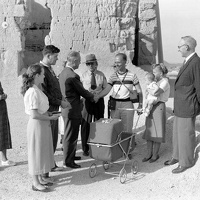 Asst. Sec. of the Int. Lewis meeting visitors at Casa Grande in 1955