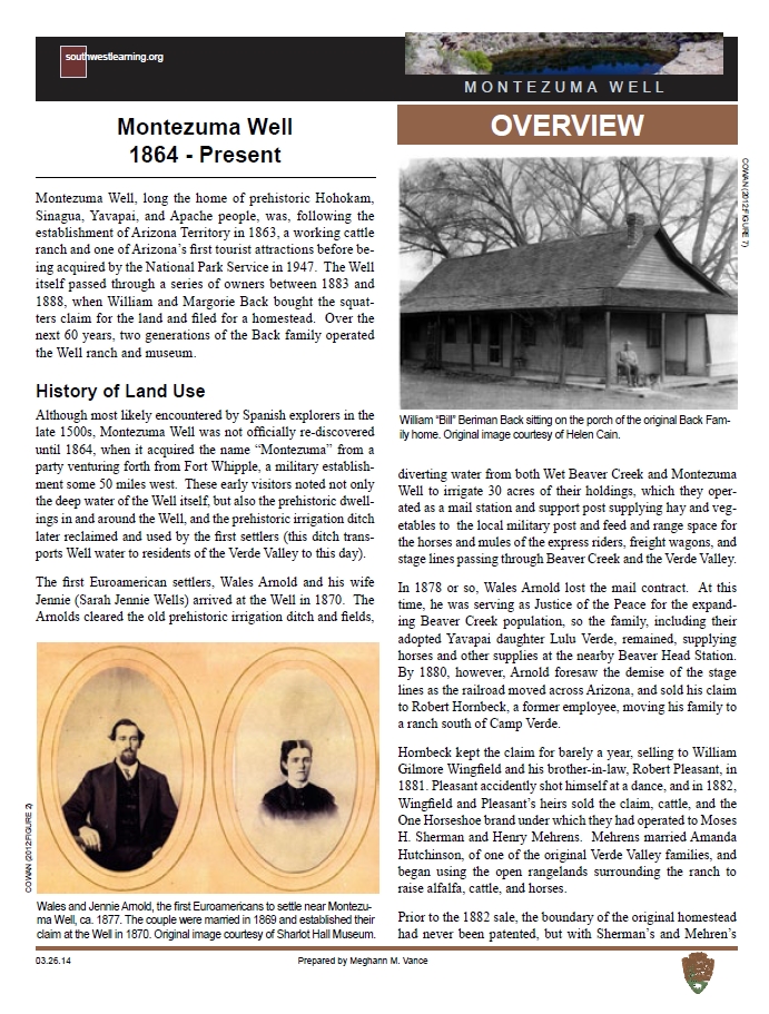 History of Montezuma Well American Southwest Virtual Museum